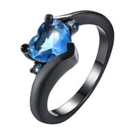 Prsten od cirkonija, šareni nakit u obliku srca, Ženski prstenovi u obliku srca, svijetloplavi 8
