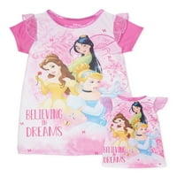Disney princeza mališana djevojke koje odgovaraju lutka i me noćna pidžama s kratkim rukavima, poklon set
