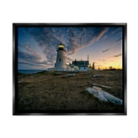 Stupell Maritime svjetionika oblaci krajolik krajolik fotografija crni plutač uokviren umjetnički print zid umjetnost umjetnost