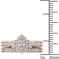 Carat T.W. Dijamantni markiza uokvireni klaster 10KT ružičasti zaručnički prsten set