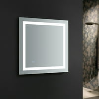 Kupaonsko ogledalo širine 30 inča i visine 30 inča s LED svjetlom i funkcijom protiv zamagljivanja
