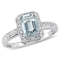 10-karatni koktel prsten od bijelog zlata od akvamarina i dijamanata za žene