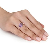 Miabella Ženska karat T.G.W. Okrugli ametist i karat T.W. Dijamantni naglasak 10kt ružičasti zlatni koktel prsten
