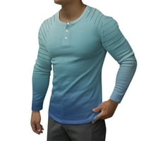 Muške košulje casual trend muške majice s okruglim vratom s uskim gumbima s dugim rukavima s gradijentom