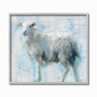 Stupell Industries Sheep Walk Blue Pink teksturirano slikanje životinja uokvirena zidna umjetnost po glavnom liniji Studio