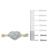 Carat T.W. Sjajne fine nakit Dijamantni zaručnički prsten u obliku srca u 10kt bijelo i žuto zlato, veličina 5