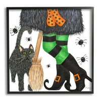 Stupell Industries Witch Metch Halloween crna mačka odmor Slikanje crne uokvirene umjetničke print zidne umjetnosti