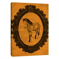 Slike, uokvireni konji s bojama u mandarini, 16x20, ukrasna zidna umjetnost platna
