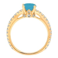 1. dijamant okruglog reza s imitacijom prozirnog dijamanta od žutog zlata 18k s umetcima prsten od 8,5