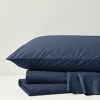 Set posteljine od pamučnog perkala s brojem navoja, Mornarsko plava, A-Lister