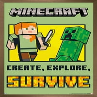 Minecraft-stvorite, istražite, preživite 16.5 24.25 uokvireni Poster Iz e-maila