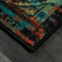 Tradicionalni apstraktni orijentalni tepih s preciznim tiskom, 10.14 inča, narančasta i tirkizna