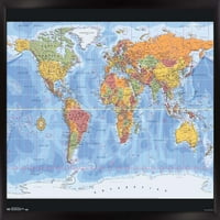Zidni plakat s mapom vremenskih zona svijeta, 14.725 22.375