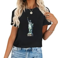 Cool vintage Ženska majica u akvarelu s Kipom slobode, Savršen rođendanski ili božićni poklon, Crna