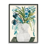 Stupell Industries Moderni kaskadno plavo cvijeće Sažetak cvjetni aranžman slike crna uokvirena umjetnička print zidna umjetnost,