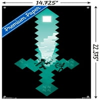 Minecraft - zidni poster s dijamantnim mačem s gumbima, 14.725 22.375