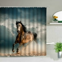 Trčanje lijepog konja zavjesa za tuširanje u kupaonici s jakim printom divljih životinja poliesterske vodootporne zavjese za kućnu