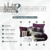 Elegantna udobnost od 12 komada kreveta u kuglani, Cirena Microsuede Comforter kolekcija sa 6-komadnom setom lista, pametnim džepovima