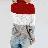 Ženski pulover pulover pulover pulover za žene casual tops Zima-Jesen pleteni džemper s dugim rukavima s okruglim vratom crveni pulover