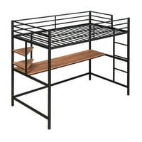Krevet u potkrovlju sa stolom, metalni okvir kreveta za krevet s stolom i ljestvama, okvir kreveta na platformi bez opruga za krevet