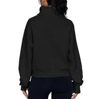 Ženski Casual pulover s reverom s dugim rukavima, majice s patentnim zatvaračem s otvorom za palac, ošišane majice s džepom