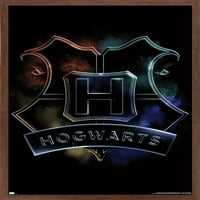 Hari Potter-čarobni zidni plakat s hogvartsovim grbom s gumbima, 22.375 34