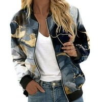Ženska jakna od $ 22, ležerna ležerna lagana jakna s patentnim zatvaračem s cvjetnim printom, ošišana Sportska gornja odjeća, Gornji