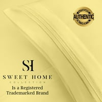 Sweet Home Collection Series Series Potve Lights - Extra meki set s džepnim listom s dubokim mikrofijerom - blijedo žuta, blizanaca
