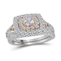 Set zaručničkih prstenova u dvobojnom zlatu od 14 karata s dijamantima u obliku dijamanta