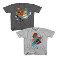 Space Jam Boys Group pucao je LeBron James spreman za džem grafičku majicu, 2-pack, veličine 4-18