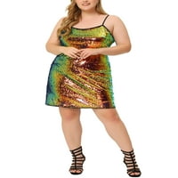 Jedinstvene ponude ženske plus veličine cami sjaj špagete na remen mini haljine