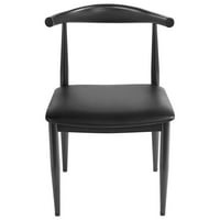Easyfashion set kožnih stolica bez ruku za dom, crno