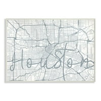 Stupell Industries Houston Modern City Map sive riječi Dizajn zidne ploče Umjetnost Daphne Polselli