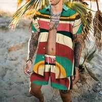 Muška havajska košulja kratkih rukava + kratke hlače u stilu plaže, odijelo od $ 3 inča