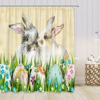 3k Slatka zečja zavjesa za tuširanje smiješne životinje jaja zelena trava uskrsne zavjese za kupaonicu Set za kupaonicu od poliesterske