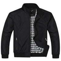 Muške Ležerne bejzbolske jakne u boji, obična labava vjetrovka, proljetna tanka gornja odjeća s patentnim zatvaračem, Crna u boji