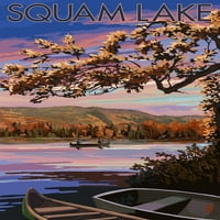 Skvam Lake, NH, jezero u sumrak
