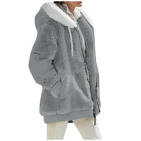Ženske jakne za žene, zimski kaputi od šerpe od runa Plus veličine, kapuljače s patentnim zatvaračem, lepršave plišane kapuljače,