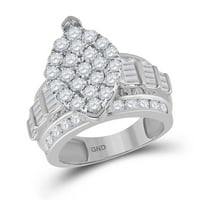 Zaručnički prsten od bijelog zlata od 10 karata s okruglim dijamantom i ovalnim grozdom u obliku slova U.