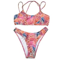 Ženski kupaći kostimi Ženski dva tiskana kupaći kostim bez leđa Kupaći Kostimi Za plažu Bikini za žene
