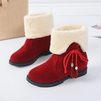 _ / ženske ravne kožne čizme, zimske Gležnjače, zimske čizme Na vezanje, ženske cipele na petu, crvena 9