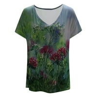 Ženske ljetne majice s kratkim rukavima veličine plus modni ženski vrhovi s izrezom u obliku slova u, majica s cvjetnim printom,