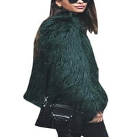 Ženski ošišani kaput s dugim rukavima, jednobojna jakna na kopčanje, zimska jednobojna Vanjska odjeća od FAA krzna, Zelena
