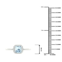 Imperijalni dragulj 10K Bijelo zlato smaragda izrezana akvamarinom Ct TW Diamond Halo Ženski prsten