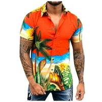 Rasprodaja havajske majice za muškarce trend majice s grafičkim printom kratki rukav rever na kopčanje tropski biljni tisak labava
