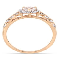 Carat T.G.W. Stvoren bijeli safir i dijamantski izraz 10kt ružičastih zlatnih prstena
