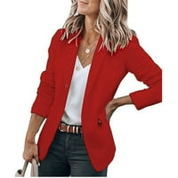Ženski kaputi za žene, jakne, Ženski otvoreni sakoi, casual, dugi rukav prednji, uredski Ženski kaput, Crveni;