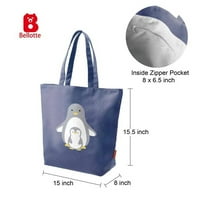 Moderna platna torbica s Pengiun uzorkom posteljine vrećice za povratnu upotrebu, tamnoplava