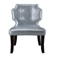 Elegantna kućna zvijezda pu kože moderna suvremena gumba s punjenjem drvene stolice s drvenim nogama, set sjajnog srebra