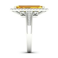 Imperijalni dragulj 10K Bijelo zlato smaragdni izrezani citrin ct tw dijamant Halo Ženski prsten